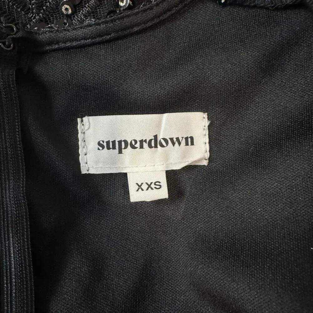 REVOLVE Superdown Nia Sequin Fringe Mini Dress Plunge V-Neck Mesh Long Sleeve - Picture 10 of 13